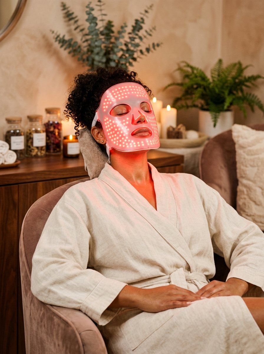 Brown skin tone with LED mask