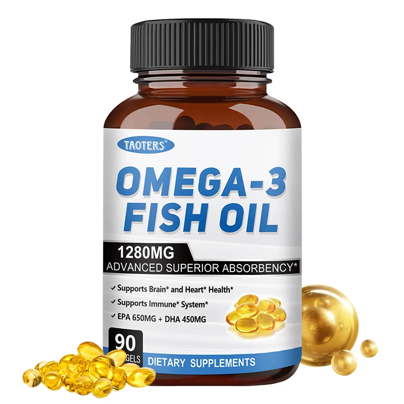 Triple Strength Omega 3 Fish Oil 1280mg Capsules Double Strength EPA & DHA Supports Brain, Heart, and Immune Health